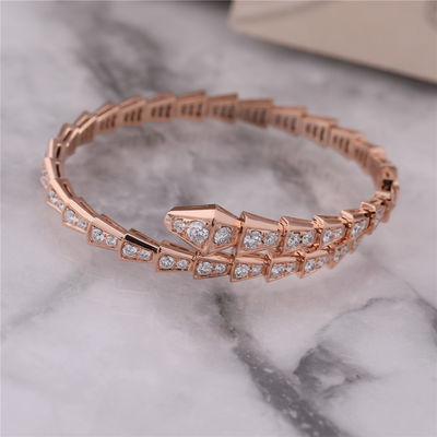 کیفیت دستبند لوکس Closet Rose Gold Gold Serpenti Viper یک سیم پیچ کامل الماس مار بنگ 353792 کارخانه
