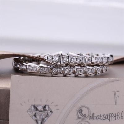کیفیت دستبند باریک تک سیم پیچ ایتالیایی Romance Serpenti Viper در مجموعه طلای سفید 18K با الماسهای کاملاً مروارید دستبند مار کارخانه