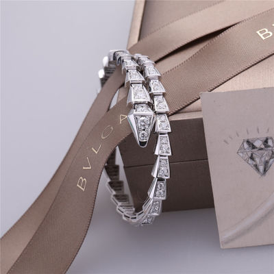 کیفیت دستبند باریک تک سیم پیچ ایتالیایی Romance Serpenti Viper در مجموعه طلای سفید 18K با الماسهای کاملاً مروارید دستبند مار کارخانه